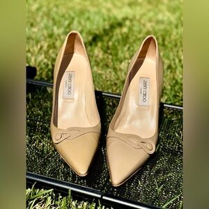 Jimmy Choo Taupe Patent Leather Heels